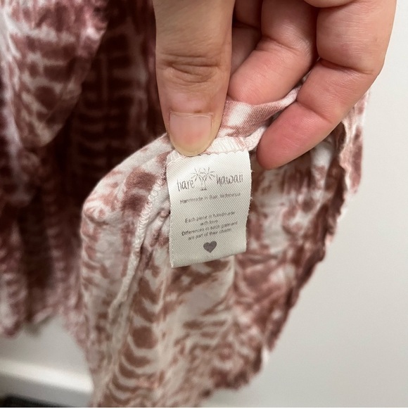 TIARE HAWAII Dusty Pink & Whit Tie Dye High Low Midi Dress Tassels Size S/M - Picture 10 of 11